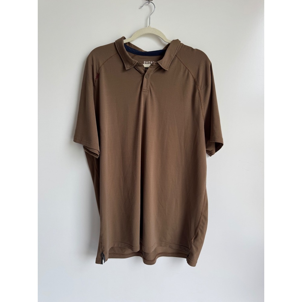 Rhone Delta Pique Polo Shirt Men XXL Brown Short Sleeve Performance Golf Gorpcor